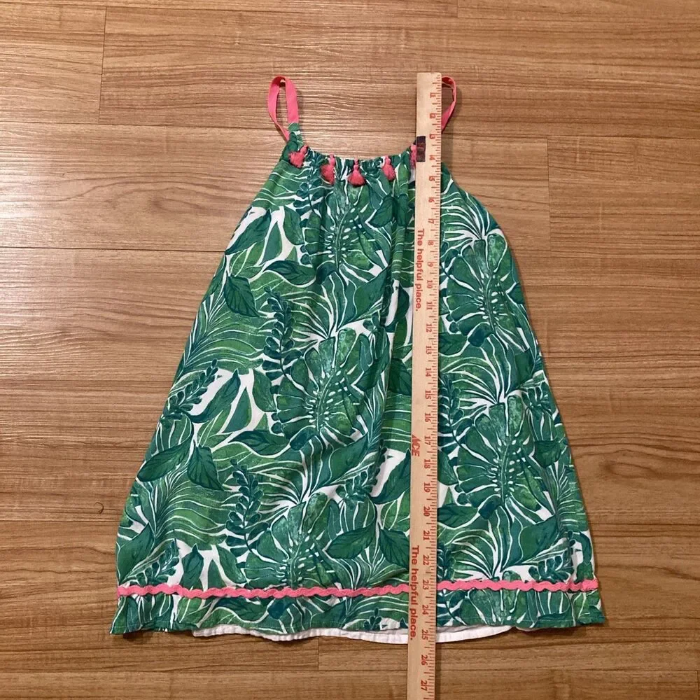 Tommy Bahama Girls 7 Floral Tropical Green Pink Strappy Summer Resort Dress